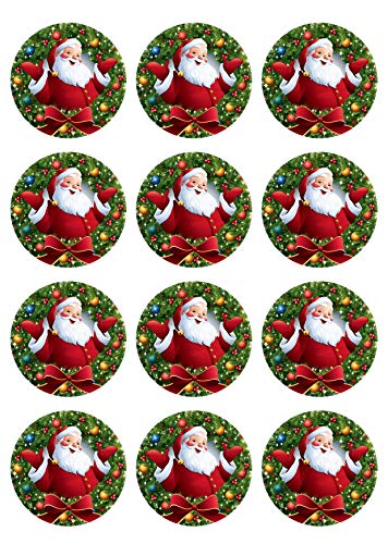 12 Muffinaufleger ca. 6 cm zum selbst ausscheiden, Cupcakes Muffinsbild Geburtstag Motiv: Weihnachten, Fondant 0355x von Digital-on