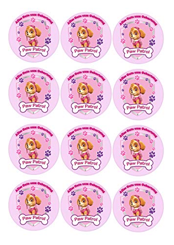 12 Muffinaufleger ca. 6 cm zum selbst ausscheiden, Cupcakes Muffinsbild Geburtstag Paw Patrol Fondant 0228x von Digital-on