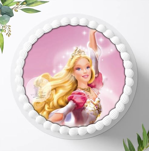 Für den Geburtstag ein Tortenbild, Zuckerbild mit dem Motiv: Barbie, Essbares Foto für Torten, Tortenbild, Tortenaufleger Ø 20cm, 0347w von Digital-on