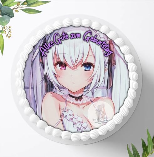 Für den Geburtstag ein Tortenbild, Zuckerbild mit dem Motiv: Manga Anime, Essbares Foto für Torten, Fondant, Tortenaufleger Ø 20cm, 0851w von Digital-on