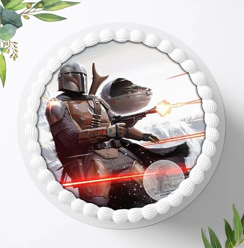 Für den Geburtstag ein Tortenbild, Zuckerbild mit dem Motiv: Star Wars, Essbares Foto für Torten, Fondant, Tortenaufleger Ø 20cm, 0724w von Digital-on
