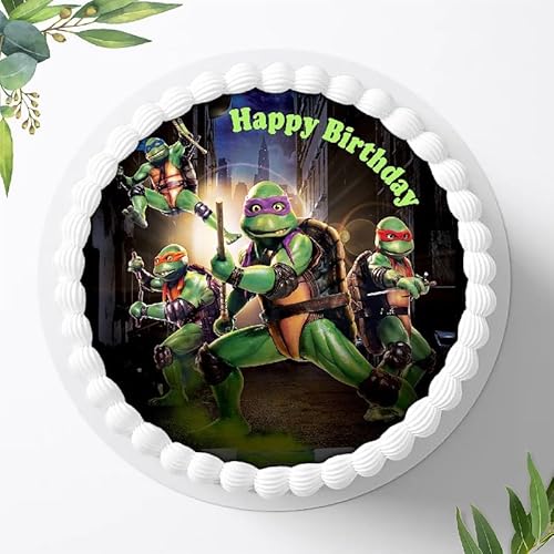 Für den Geburtstag ein Tortenbild, Zuckerbild mit dem Motiv: Turtles, Essbares Foto für Torten, Fondant, Tortenaufleger Ø 20cm, 0774w Für den Geburtstag ein Tortenbild, Zuckerbild mit dem Motiv: Turtles, Essbares Foto für Torten, Fondant, Tortenaufleger Ø 20cm, 0774w von Digital-on
