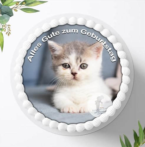 Katzen Baby, Tortenaufleger Tortenbild Geburtstag Fondant Zuckerpapier Ø 20cm / 4772a von Digital-on