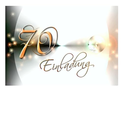 DigitalOase 10 Einladungskarten 70. Geburtstag MIT INNENTEXT Geburtstagskarten MENGE WÄHLBAR Klappkarten Kuverts Format DIN A6#YANG (10) von DigitalOase