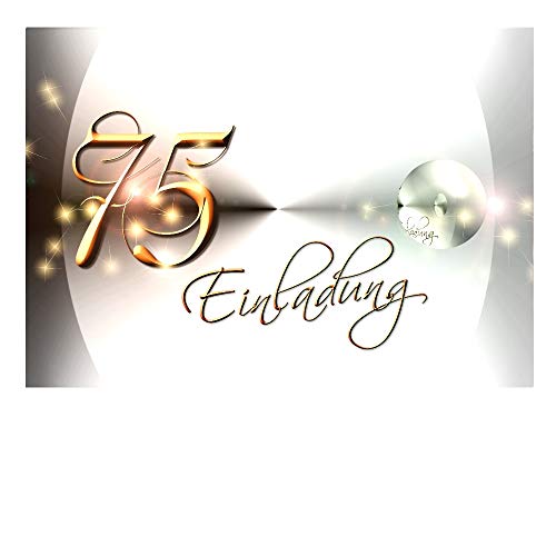 DigitalOase 20 Einladungskarten 75. Geburtstag MIT INNENTEXT Geburtstagskarten MENGE WÄHLBAR Klappkarten Kuverts Format DIN A6#YANG (20) von DigitalOase