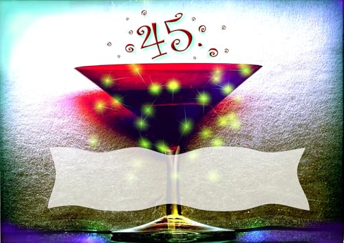 DigitalOase 4 Tischkarten 45. Geburtstag Motiv Cocktail passend zu Einladungskarten - 4 Klappkarten DIN A7 (aufgeklappt ca. 10 x 14 cm) #KELCHR von DigitalOase