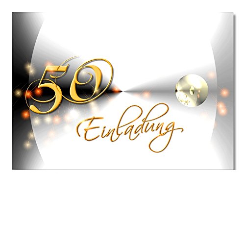 DigitalOase 50. Geburtstag 2 Einladungskarten MIT INNENTEXT Geburtstagskarten MOTIVWAHL Klappkarten Kuverts A6#VAREINLA6 (YANG) von DigitalOase