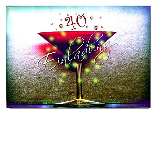 DigitalOase Einladungskarten 40. Geburtstag MIT INNENTEXT 40. Jubiläum Geburtstagskarten MENGE WÄHLBAR Klappkarten Kuverts Format DIN A6#KELCHR (5) von DigitalOase