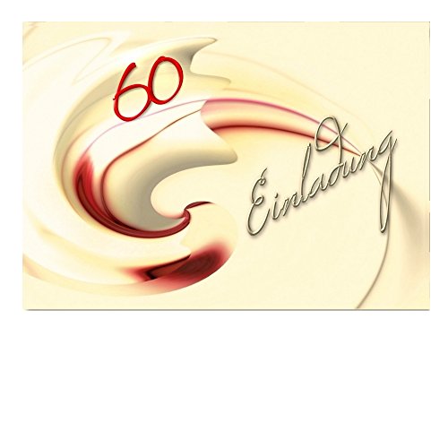 DigitalOase Einladungskarten 60. Geburtstag MIT INNENTEXT Geburtstagskarten MENGE WÄHLBAR Klappkarten Kuverts Format DIN A6#MUSC (5) von DigitalOase