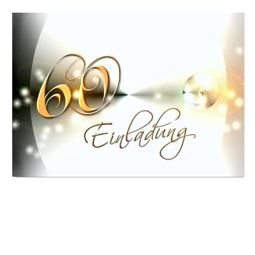 DigitalOase Einladungskarten 60. Geburtstag MIT INNENTEXT Geburtstagskarten MENGE WÄHLBAR Klappkarten Kuverts Format DIN A6#YANG (2) von DigitalOase