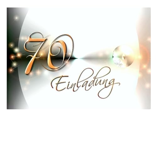 DigitalOase Einladungskarten 70. Geburtstag MIT INNENTEXT Geburtstagskarten MENGE WÄHLBAR Klappkarten Kuverts Format DIN A6#YANG (20) von DigitalOase
