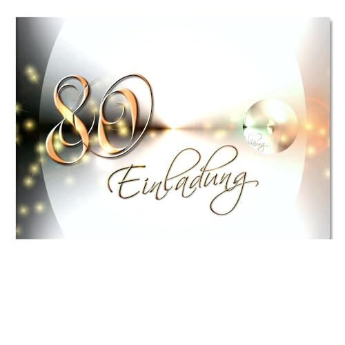 DigitalOase Einladungskarten 80. Geburtstag MIT INNENTEXT Geburtstagskarten MENGE WÄHLBAR Klappkarten Kuverts Format DIN A6#YANG (20) von DigitalOase