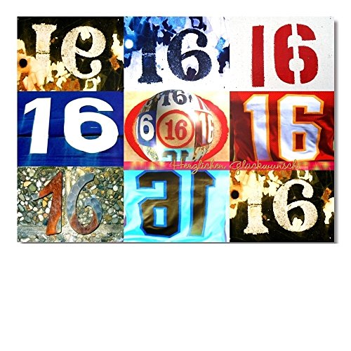 DigitalOase Glückwunschkarte 16. Geburtstag Jubiläumskarte 16. Jubiläum A5 Geburtstagskarte Grußkarte Klappkarte Umschlag #VAR16A5 (LETTERS) von DigitalOase