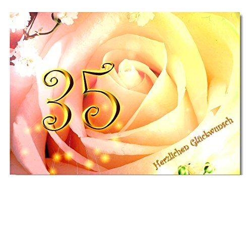 DigitalOase Glückwunschkarte 35. Geburtstag A5 Geburtstagskarte Grußkarte Klappkarte Umschlag #VAR35A5 (ROSE) von DigitalOase