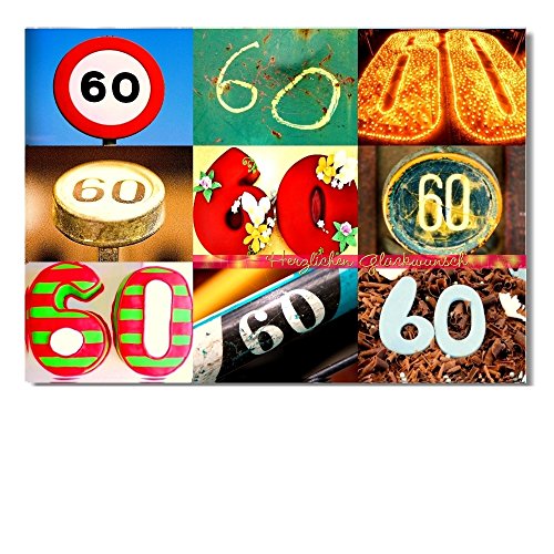 DigitalOase Glückwunschkarte 60. Geburtstag Jubiläumskarte 60. Jubiläum A5 Geburtstagskarte Grußkarte Klappkarte Umschlag #LETTERS von DigitalOase