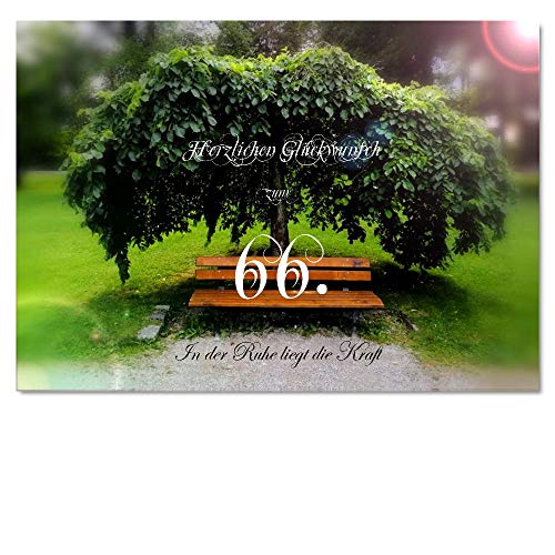 DigitalOase Glückwunschkarte 66. Geburtstag A5 Geburtstagskarte Grußkarte Klappkarte Umschlag #VAR66A5 (BAUM) von DigitalOase
