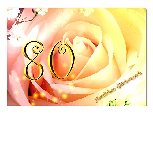 DigitalOase Glückwunschkarte 80. Geburtstag Jubiläumskarte 80. Jubiläum A5 Geburtstagskarte Grußkarte Klappkarte Umschlag #ROSE DigitalOase Glückwunschkarte 80. Geburtstag Jubiläumskarte 80. Jubiläum A5 Geburtstagskarte Grußkarte Klappkarte Umschlag #ROSE von DigitalOase