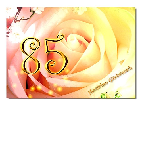 DigitalOase Glückwunschkarte 85. Geburtstag A5 Geburtstagskarte Grußkarte Klappkarte Umschlag #VAR85A5 (ROSE) von DigitalOase