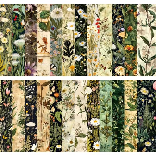 24 Blatt Blumen-Scrapbook-Papier, 15,2 x 15,2 cm, Vintage-Muster, Bastelpapier für Scrapbooking, Kartenherstellung, Decoupage und DIY-Projekte (24 einzigartige Designs) (A) von DiiWmme