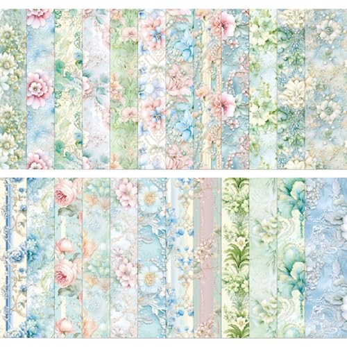 24 Blatt Blumen-Scrapbook-Papier, 15,2 x 15,2 cm, Vintage-Muster, Bastelpapier für Scrapbooking, Kartenherstellung, Decoupage und DIY-Projekte (24 einzigartige Designs) (B) von DiiWmme