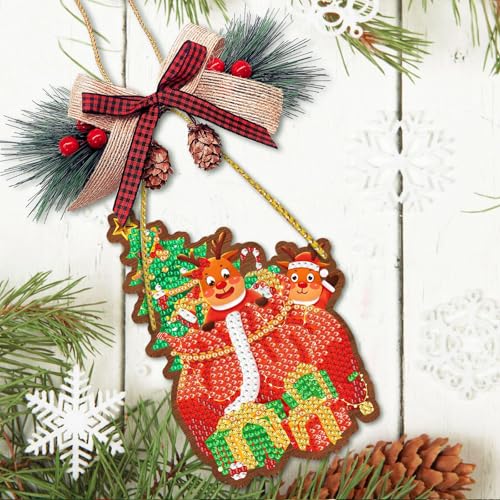 Weihnachten Diamond Painting Anhänger, 5D Diy Strass Weihnachten Diamond Art Malerei Anhänger Kit mit Kette, Hirsch Handwerk Kunst Anhänger für Anfänger Haustür Home Decoration Weihnachten Party Zubeh Weihnachten Diamond Painting Anhänger, 5D Diy Strass Weihnachten Diamond Art Malerei Anhänger Kit mit Kette, Hirsch Handwerk Kunst Anhänger für Anfänger Haustür Home Decoration Weihnachten Party Zubeh von DiiWmme