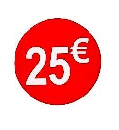 DiiliHiiri — 25€ Verkaufspreisetiketten Rote Preissticker 35mm Rolle mit 1000 Stk — Euro-Preisetiketten Rabattpreisschilder Angebotsaufkleber von DiiliHiiri