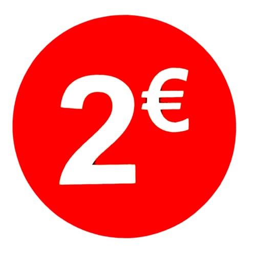 Preisetiketten, 2 € Euro, Packung mit 1000 Stück, rund, rot, Abziehaufkleber, Preisaufkleber, Rabatte, Angebot von DiiliHiiri