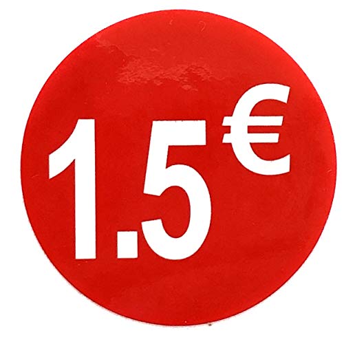 DiiliHiiri Runde 1,50€ Euro Etiketten in Rollen mit 1000 Aufklebern Preisschilder Rote Ausklappbare Aufkleber | 35mm von DiiliHiiri