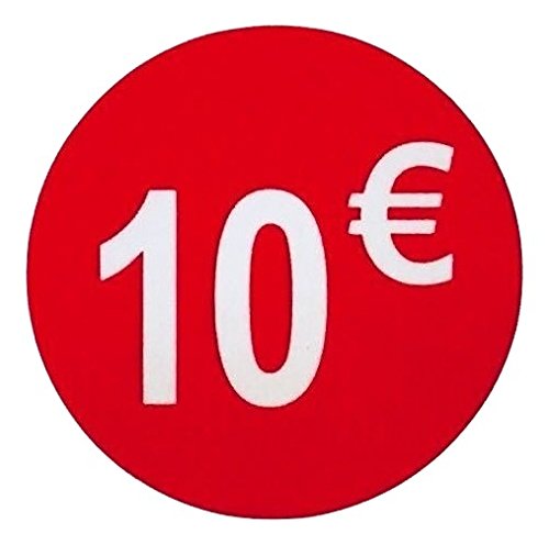 DiiliHiiri Euro-Sticker, 1000 Stück, Rot 10 € von DiiliHiiri