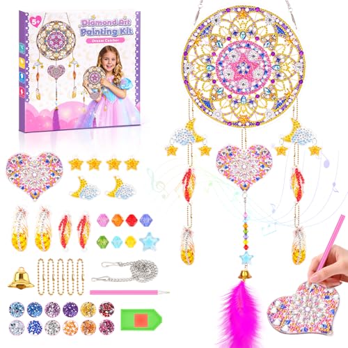 Mädchen Geschenke 6 7 8 9 10 11 Jahre Geschenkideen | Traumfänger Bastelset Basteln Mädchen 6 8 10 Jahre Diamond Painting Kinder Dreamcatcher Spielzeug Mädchen 5-12 Jahre Kreativ Geburtstagsgeschenk von Dikence