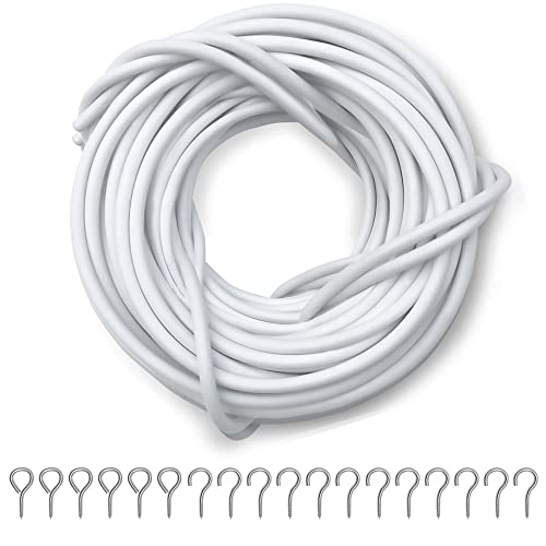 Dikots Netzvorhangdraht und -haken-Set – 20 m Vorhangdraht-Set enthält 40 Ösen und 40 Haken – ein Mehrzweckdraht Dikots Netzvorhangdraht und -haken-Set – 20 m Vorhangdraht-Set enthält 40 Ösen und 40 Haken – ein Mehrzweckdraht von Dikots