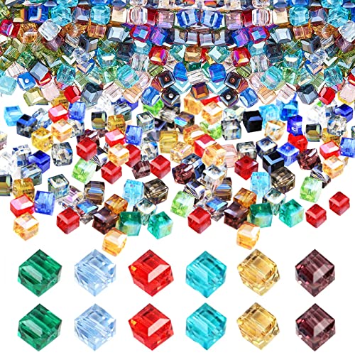Dilightnews 600 Stück Cube Galvanisieren Glasperlen, Cube Glasperlen, Böhmische Kristallperlen Würfel Glasperlen, Cube Kristall Glas Perlen zum Fädeln für DIY Schmuck Herstellung von Dilightnews