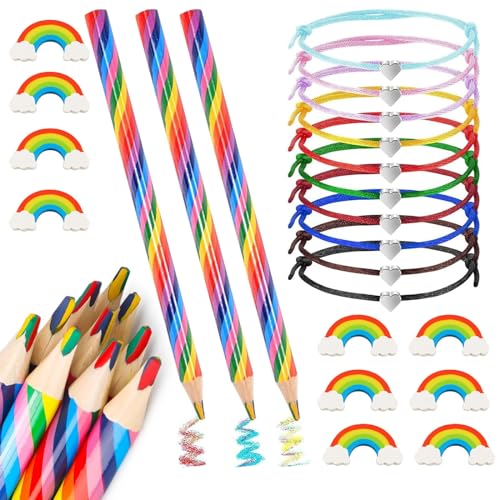 Dilightnews 30 Stück Regenbogen Schreibwaren Set, Regenbogen Buntstifte, Radiergummi, Herz Freundschaftsarmband, Buntstifte Kinder Für Kinder Zeichnung, Schule Büro Haushaltswaren Dilightnews 30 Stück Regenbogen Schreibwaren Set, Regenbogen Buntstifte, Radiergummi, Herz Freundschaftsarmband, Buntstifte Kinder Für Kinder Zeichnung, Schule Büro Haushaltswaren von Dilightnews