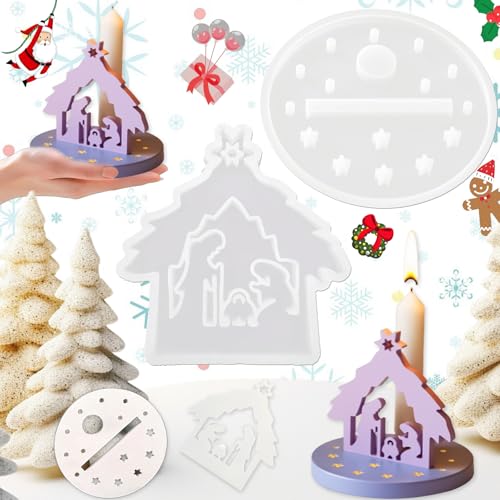 Krippe Silikon Gießform Set, Silikonformen Gießformen Weihnachten, 3D Kerzen Weihnachten Silikonform, Silicone Christmas Ornament Mold, Für DIY Kerze, Handwerk, Heimdekoration Krippe Silikon Gießform Set, Silikonformen Gießformen Weihnachten, 3D Kerzen Weihnachten Silikonform, Silicone Christmas Ornament Mold, Für DIY Kerze, Handwerk, Heimdekoration von Dilightnews