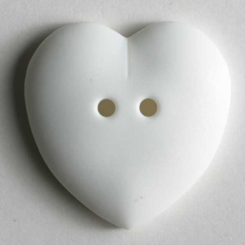 6 Stück: Herzknopf - Größe: 15mm - Farbe: weiß von Dill Buttons