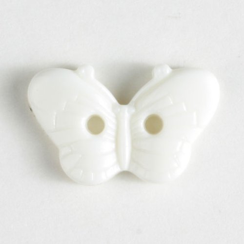 6 Stück: Schmetterlingknopf - Größe: 15mm - Farbe: weiß von Dill Buttons