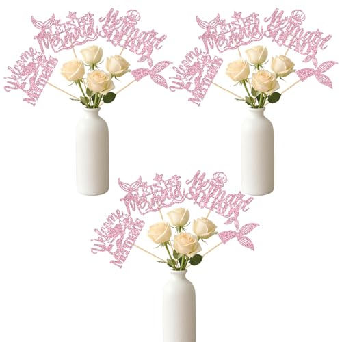 12 x Meerjungfrauen-Geburtstags-Mittelstück-Sticks, Happy Birthday Glitzer-Blume, Tischdekorationen für Mädchen, Geburtstagsparty, Babyparty, Kuchendekoration, Party-Mittelstücke 12 x Meerjungfrauen-Geburtstags-Mittelstück-Sticks, Happy Birthday Glitzer-Blume, Tischdekorationen für Mädchen, Geburtstagsparty, Babyparty, Kuchendekoration, Party-Mittelstücke von Dill-Dall