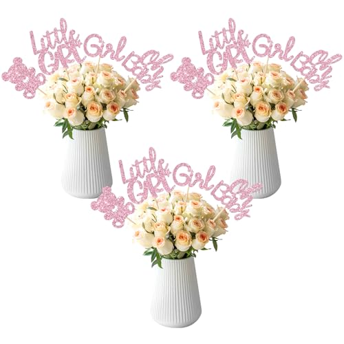 12 x kleine Mädchen-Mittelstück-Stäbchen, glitzernder rosa Puppenbär für Mädchen, Babyparty, süßes 1. Baby/Geschlechtsoffenbarung, Partyzubehör 12 x kleine Mädchen-Mittelstück-Stäbchen, glitzernder rosa Puppenbär für Mädchen, Babyparty, süßes 1. Baby/Geschlechtsoffenbarung, Partyzubehör von Dill-Dall