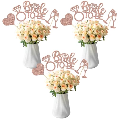 Bride to be Tafelaufsätze, herzförmiger Diamantring, Champagnerglas, Brautdusche, Tischdekoration, Blumendekoration, Roségold von Dill-Dall