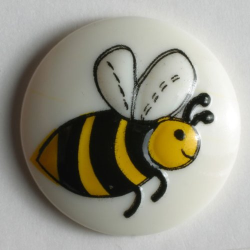 4 Stück: Bienenknopf - Größe: 18mm - Farbe: weiß von Dill