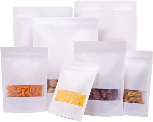 Standbodenbeutel mit Sichtfenster,Papiertüten,Kraftpapier Tüten, Geschenktüten, für Nüsse, Süßigkeiten, Kaffeebohnen, Getreide, Trockenfutter, Tiernahrung usw. 50Stück 120x200mm Weiß Standbodenbeutel mit Sichtfenster,Papiertüten,Kraftpapier Tüten, Geschenktüten, für Nüsse, Süßigkeiten, Kaffeebohnen, Getreide, Trockenfutter, Tiernahrung usw. 50Stück 120x200mm Weiß von Dilpeak