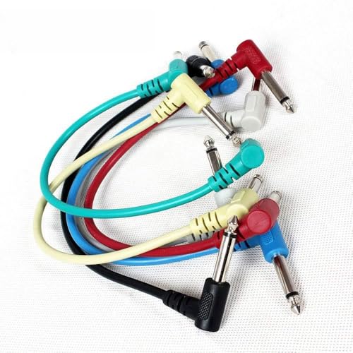 Dilwe Bucklos Bremsen 6pcs Gitarren-Patch-Kabel Ultra-flexibler 21 Cm Rechtwinkel TS-Stecker für Pedalplatten mit Abschirmungsdesign-stabiler Signalübertragung Dilwe Bucklos Bremsen 6pcs Gitarren-Patch-Kabel Ultra-flexibler 21 Cm Rechtwinkel TS-Stecker für Pedalplatten mit Abschirmungsdesign-stabiler Signalübertragung von Dilwe