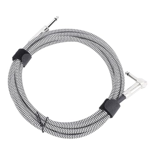 Dilwe Instrumentenkabel Nylon Geflochtenes Drahtgeräuschunterdrückung Robuster Verschleiß -Resistant -Geschenkauswahl für den Gitarristen (Weiße Linie schwarzer Punkt) von Dilwe