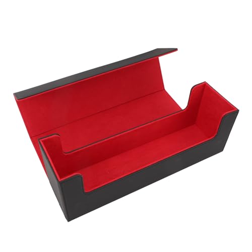 Dilwe Kartenaufbewahrungsbox aus PU-Leder, Großes Fassungsvermögen für Mehr Als 400 Karten, Magnetverschluss, Angenehme Oberfläche (Schwarz Rot) von Dilwe