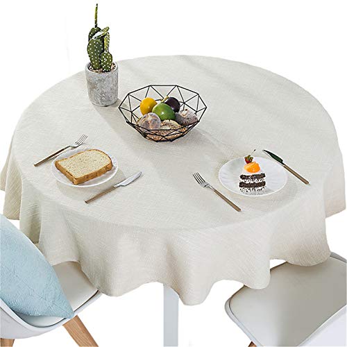 Bettery Home Tischdecke, Baumwolle, Leinen, einfarbig, rechteckig, Schlichter Stil, für Küche, Esstisch, Tisch, Leinendekoration, 140 x 178 cm, Hellblau, Baumwolle, gebrochenes weiß, 63" Round Bettery Home Tischdecke, Baumwolle, Leinen, einfarbig, rechteckig, Schlichter Stil, für Küche, Esstisch, Tisch, Leinendekoration, 140 x 178 cm, Hellblau, Baumwolle, gebrochenes weiß, 63" Round von Dimatic