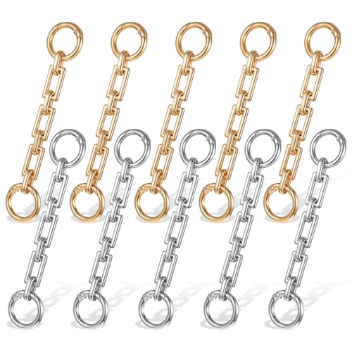 Dimeho 10 Stück Taschenverlängerung, Kette, Geldbörsenriemen, Ersatztaschen, Charms, Gold/Silber, Metallband, Zubehör, Geldbörsenherstellung, Zubehör für Handtaschen, Crossbags, Umhängetaschen Dimeho 10 Stück Taschenverlängerung, Kette, Geldbörsenriemen, Ersatztaschen, Charms, Gold/Silber, Metallband, Zubehör, Geldbörsenherstellung, Zubehör für Handtaschen, Crossbags, Umhängetaschen von Dimeho