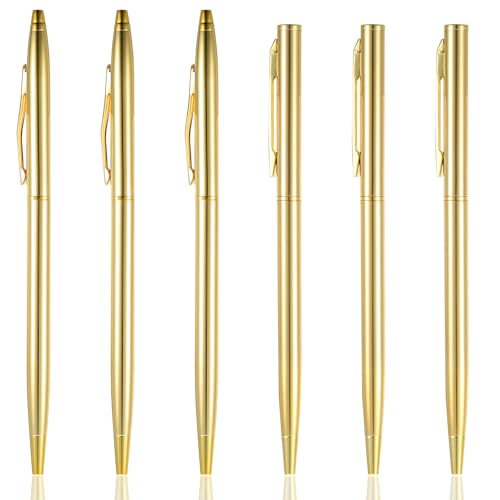 Dimeho 6 Stück Gold Kugelschreiber Metall Schwarze Tinte Einziehbare 1mm Tinte Schlank Kugelschreiber Handwriting Arbeit Stift für Business Hochzeit Büro Männer Frauen Schreiben Dimeho 6 Stück Gold Kugelschreiber Metall Schwarze Tinte Einziehbare 1mm Tinte Schlank Kugelschreiber Handwriting Arbeit Stift für Business Hochzeit Büro Männer Frauen Schreiben von Dimeho