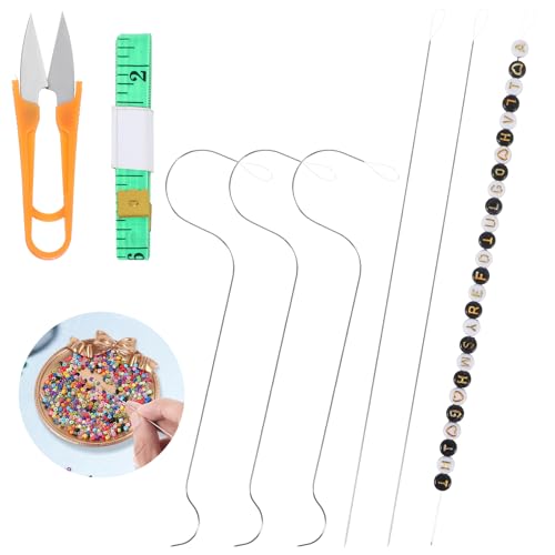 Dimeho 8 Stück Perlennadel Set Große Augen Perlnadeln mit gebogenem und geradem Griff Edelstahl Perlnadeln für Perlen Spinner Fädelnadeln für Halsketten Fingerhut Nadeleinfädler für Schmuckherstellung Dimeho 8 Stück Perlennadel Set Große Augen Perlnadeln mit gebogenem und geradem Griff Edelstahl Perlnadeln für Perlen Spinner Fädelnadeln für Halsketten Fingerhut Nadeleinfädler für Schmuckherstellung von Dimeho