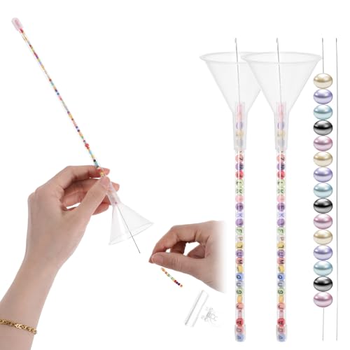 Dimeho Perlen-Set, 2 Trichter für Tonperlen, Perlenwerkzeug-Set mit Perlennadeln, Armbandherstellungs-Set, Perlenarmband-Set, faltbar, Erwachsene, modern, Schmuckherstellung von Dimeho