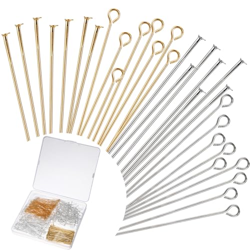 Dimeho Stecknadeln mit Flachem Kopf zur Schmuckherstellung, 5,1 cm Ösennadeln in Gold- und Silberoptik Schmuckkopfnadeln mit Kugelkopf Gerade Ösennadeln Flache Metallkopfnadeln für Heimwerkerbedarf Dimeho Stecknadeln mit Flachem Kopf zur Schmuckherstellung, 5,1 cm Ösennadeln in Gold- und Silberoptik Schmuckkopfnadeln mit Kugelkopf Gerade Ösennadeln Flache Metallkopfnadeln für Heimwerkerbedarf von Dimeho